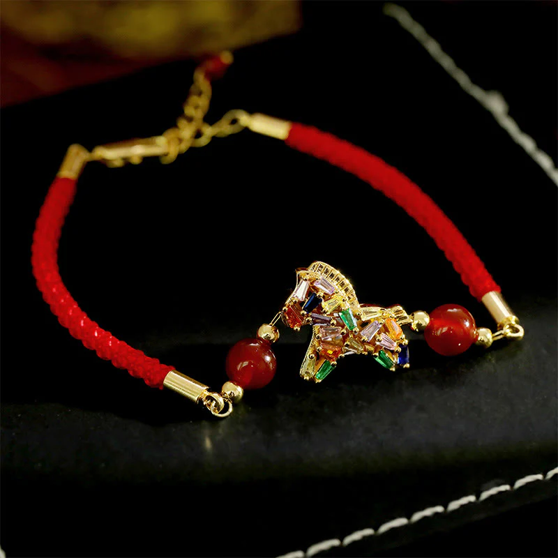 Braccialetto Buddha Stones Year Of The Horse in rame e agata rossa - Image 11