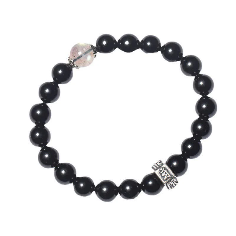 Braccialetto cinese zodiaco natale Buddha 925 argento sterling ossidiana nera pietra di luna forza - Image 19