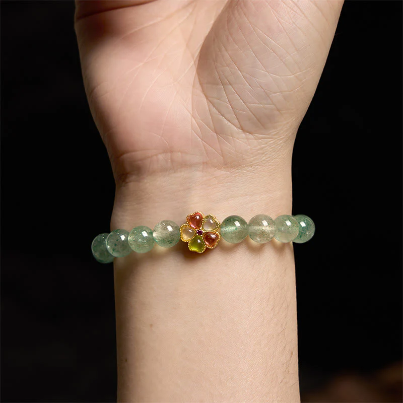 Braccialetto con carattere Fu rilassante in quarzo fragola verde naturale Buddha Stones - Image 6