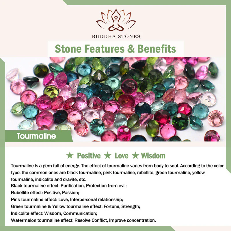Braccialetto con ciondolo a doppio giro di mughetto con tormalina multicolore , Buddha Stones - Image 8