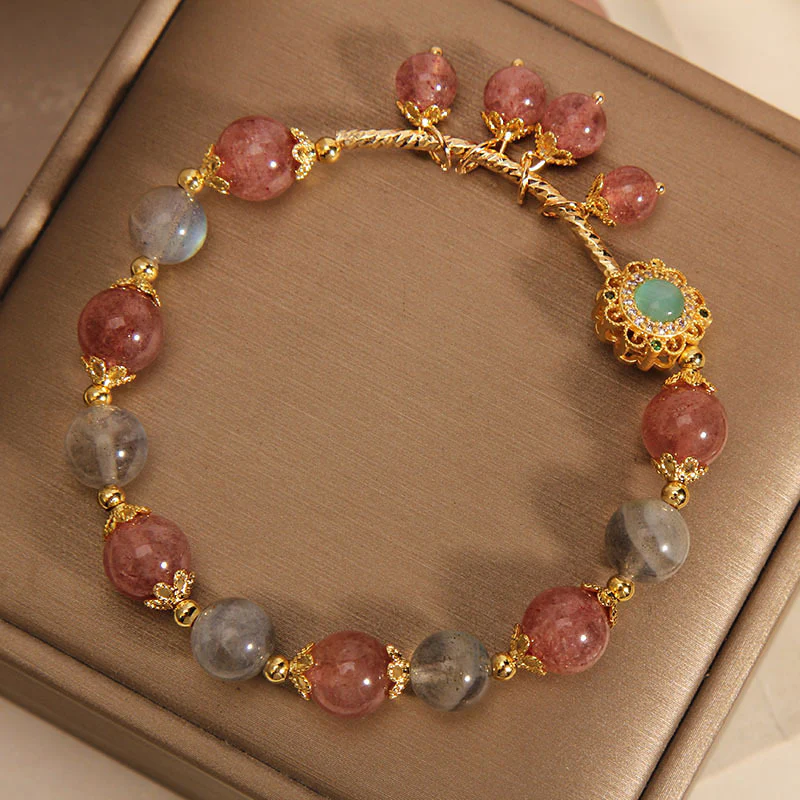 Braccialetto con ciondolo a forma di nappa curativa in quarzo fragola e pietra di luna Buddha Stones - Image 4