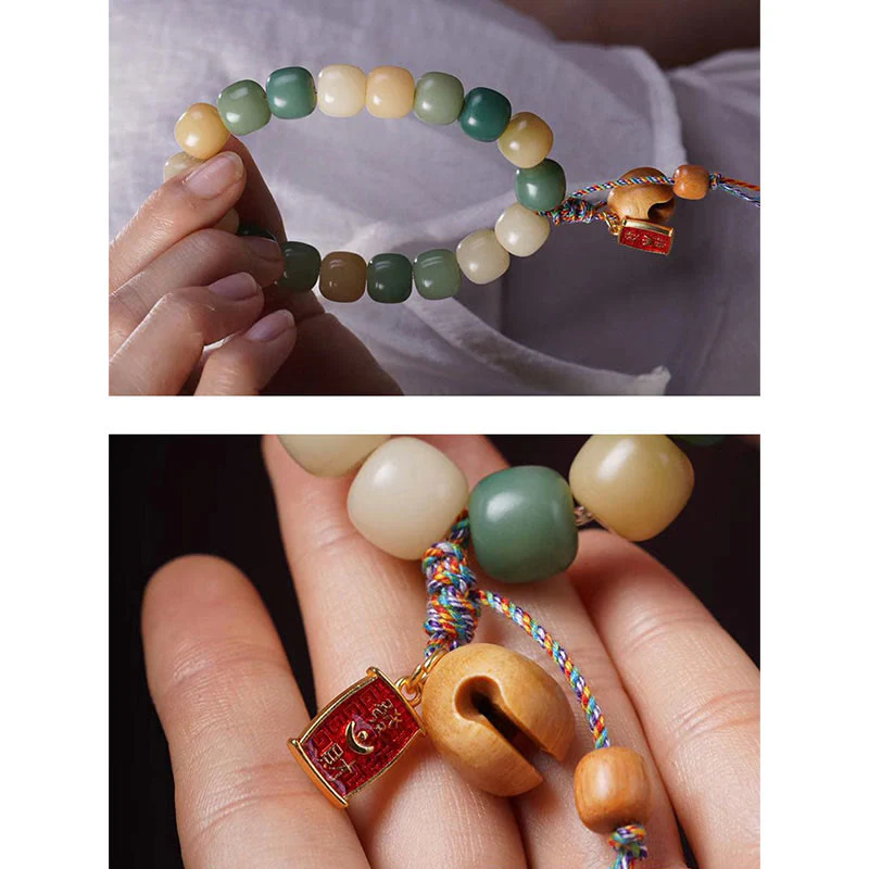 Braccialetto con ciondolo a tamburo di pesce in legno con semi di Bodhi e Buddha Stones, sfumatura naturale - Image 6