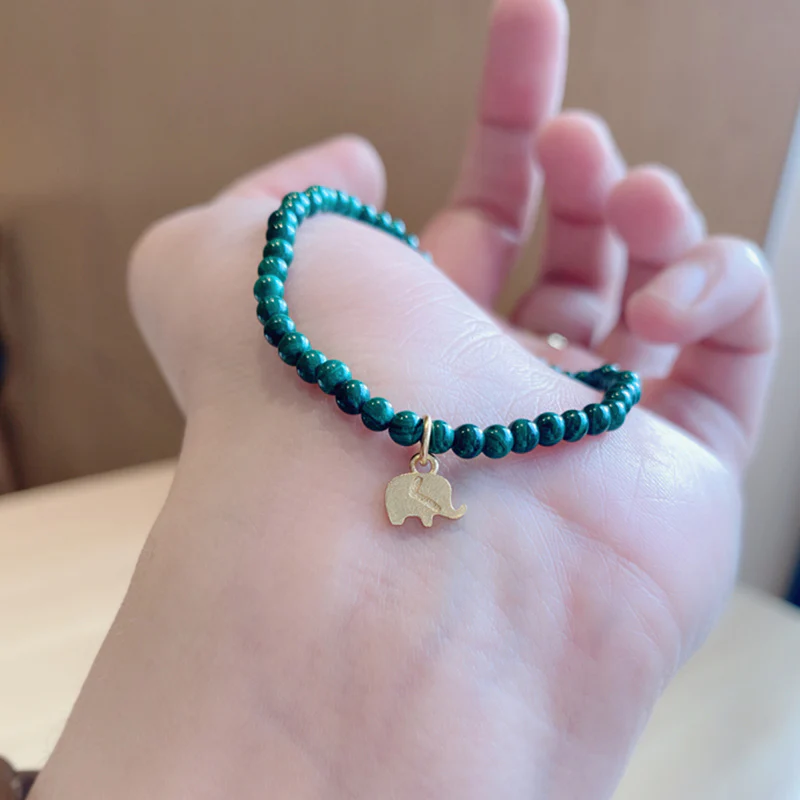 Braccialetto con ciondolo anti-ansia in malachite naturale con elefante Buddha Stones - Image 3