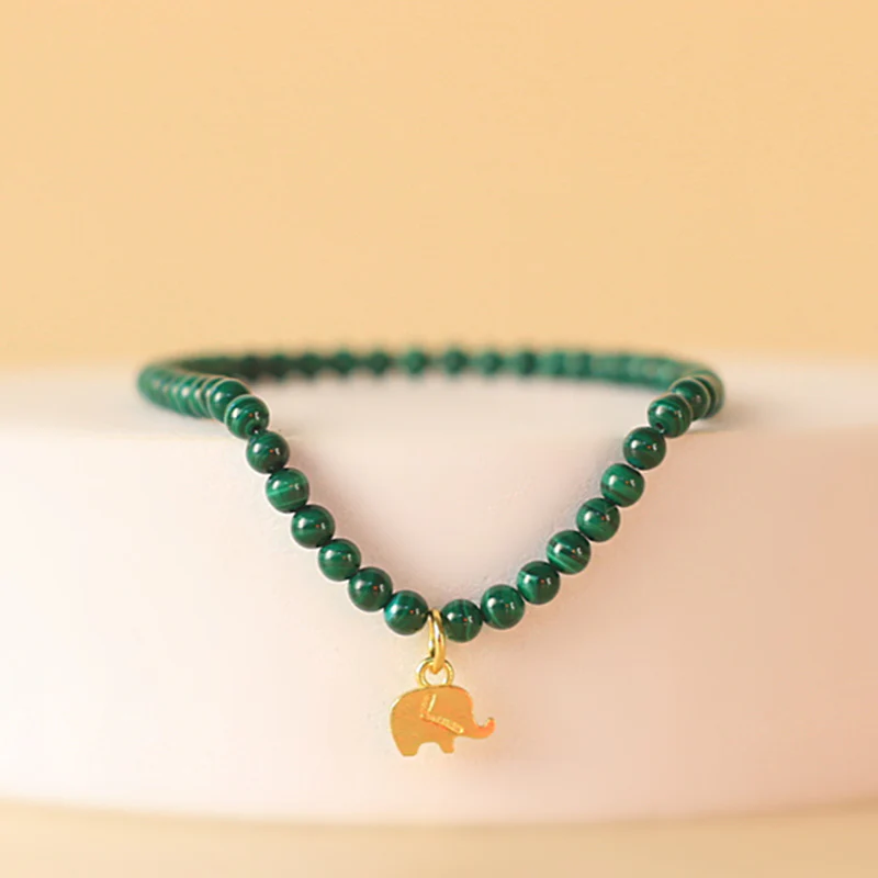 Braccialetto con ciondolo anti-ansia in malachite naturale con elefante Buddha Stones - Image 5