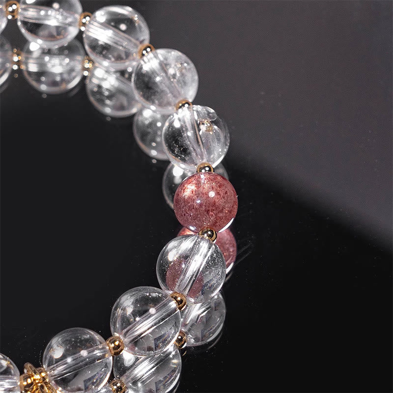 Braccialetto con ciondolo Buddha Stones , cristallo bianco, quarzo fragola, guarigione, attrae la fortuna - Image 3