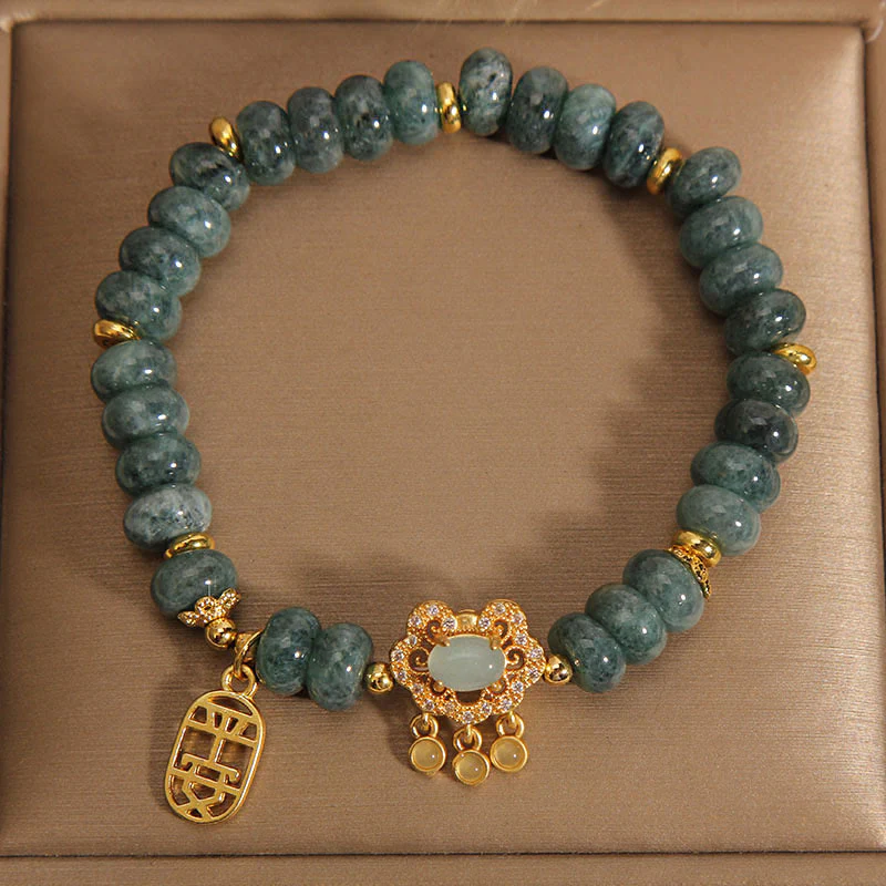 Braccialetto con ciondolo cinese in giada naturale con Buddha Stones, pace, fortuna e abbondanza - Image 2