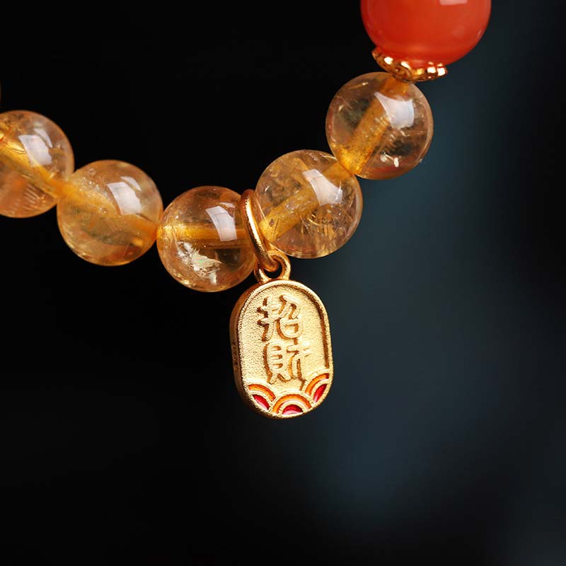 Braccialetto con ciondolo della fortuna in agata rossa e citrino Buddha Stones - Image 10