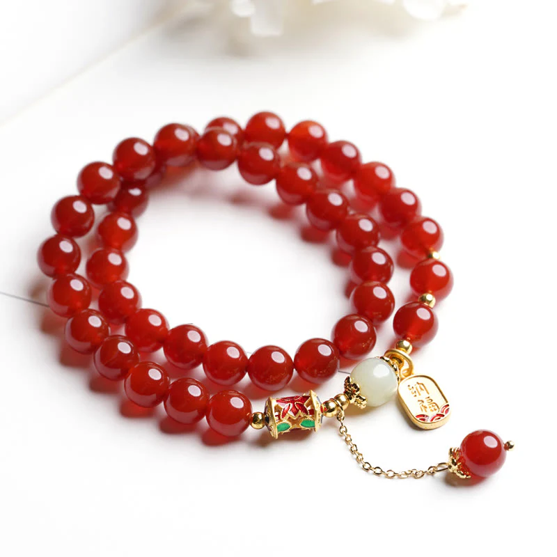 Braccialetto con ciondolo di fiducia in pietra naturale Buddha Stones e giada di Hetian Fu Character - Image 12