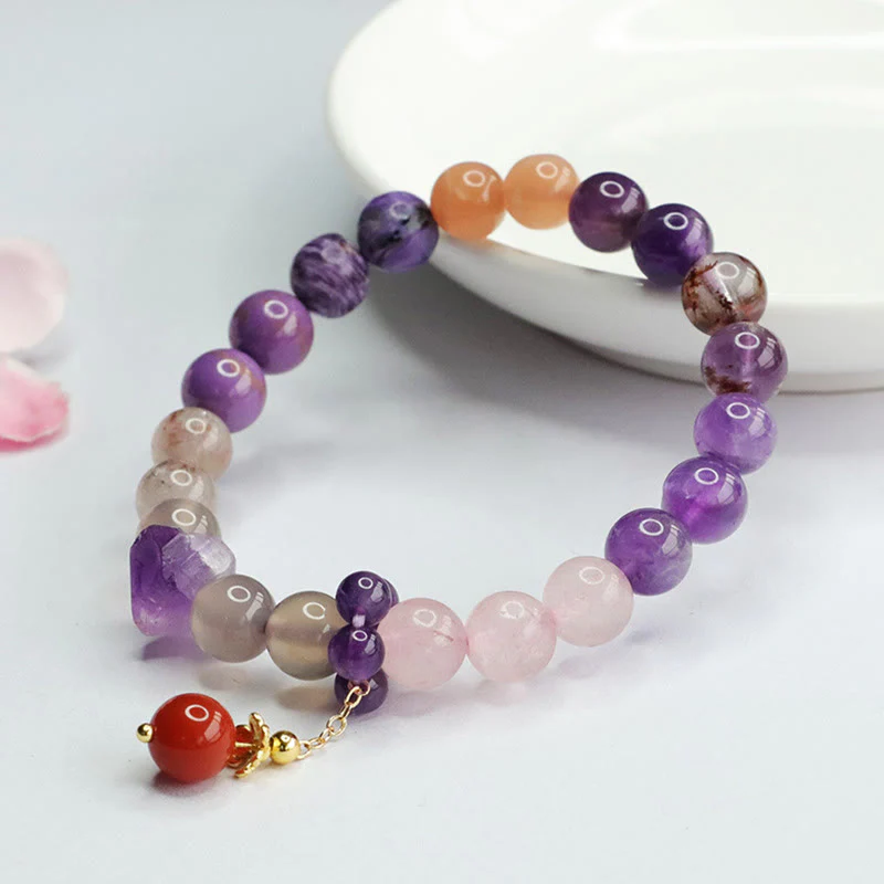 Braccialetto con ciondolo di perline di guarigione Buddha Stones Natural Ametista Crystal Inner Peace - Image 4