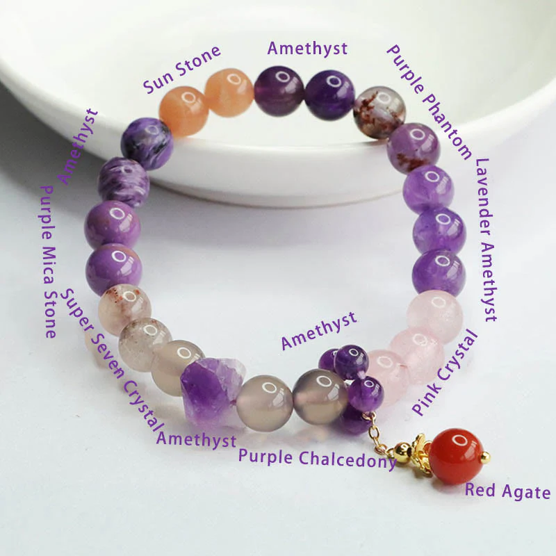 Braccialetto con ciondolo di perline di guarigione Buddha Stones Natural Ametista Crystal Inner Peace - Image 7