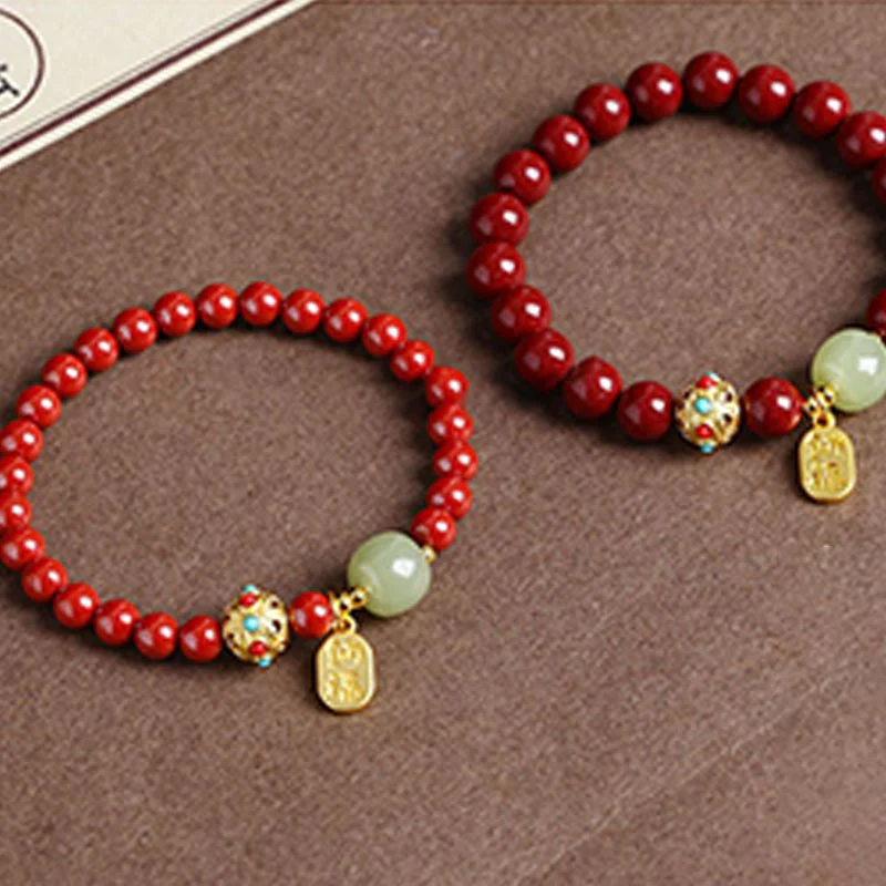 Braccialetto con ciondolo di protezione della fortuna in avventurina verde cinabro Buddha Stones - Image 16