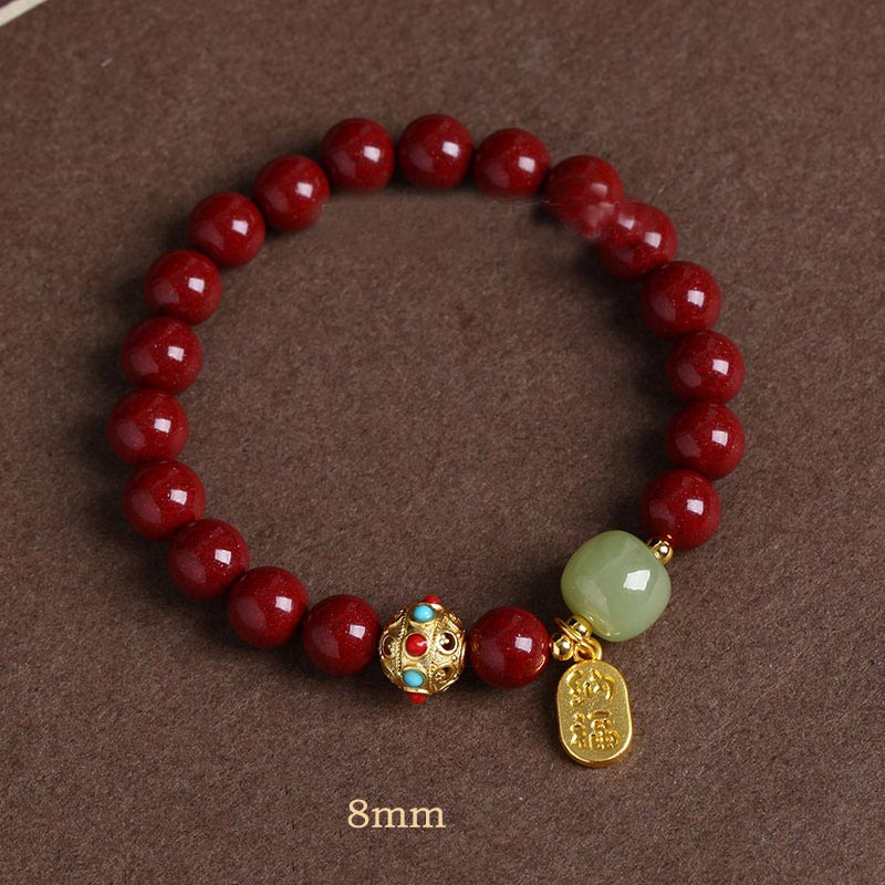 Braccialetto con ciondolo di protezione della fortuna in avventurina verde cinabro Buddha Stones - Image 5