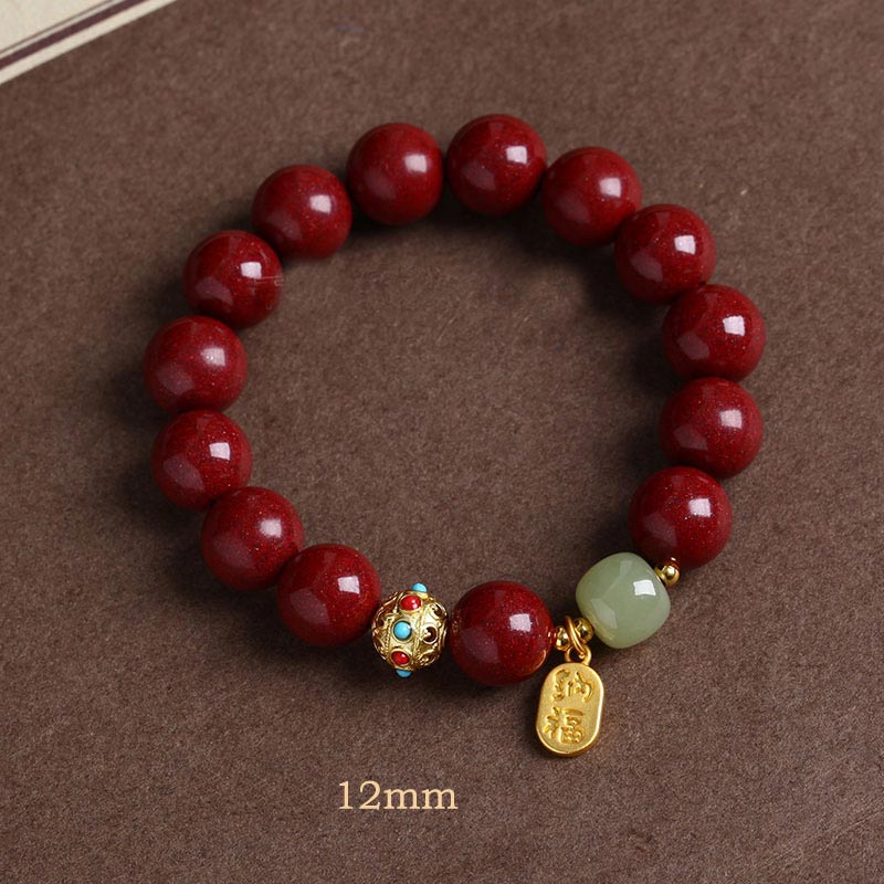 Braccialetto con ciondolo di protezione della fortuna in avventurina verde cinabro Buddha Stones - Image 8