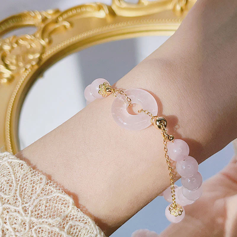 Braccialetto con ciondolo in cristallo rosa naturale Buddha Stones Peace Buckle Love - Image 4