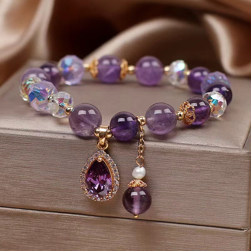 Braccialetto con ciondolo per l'anima con cuore d'amore e zircone naturale ametista - Image 3