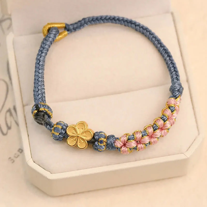 Braccialetto con corda della ricchezza con motivo a fiori di pesco - Image 2