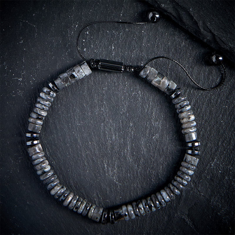 Braccialetto con corda di forza in pietra Buddha Stones, piccolo braccialetto in ossidiana nera, avventurina verde, diaspro grigio e occhio di tigre - Image 8