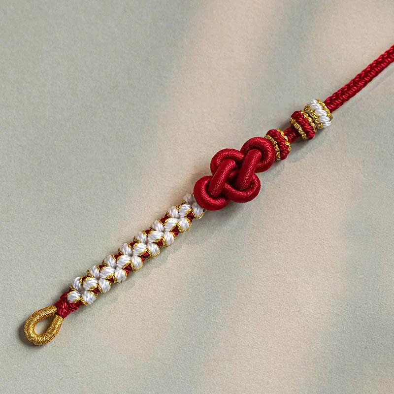 Braccialetto con corda portafortuna con ciondolo a forma di fiore di pesco con nodo d'amore fatto a mano Buddha Stones - Image 11
