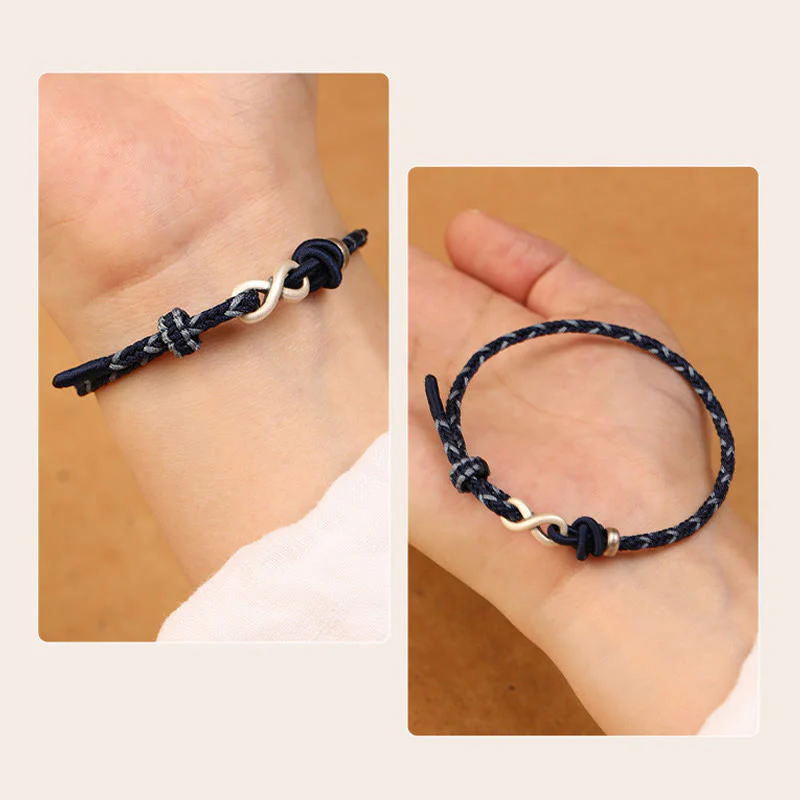 Braccialetto con corda portafortuna con simbolo dell'infinito e nodo infinito in argento sterling 999 fatto a mano Buddha Stones - Image 15
