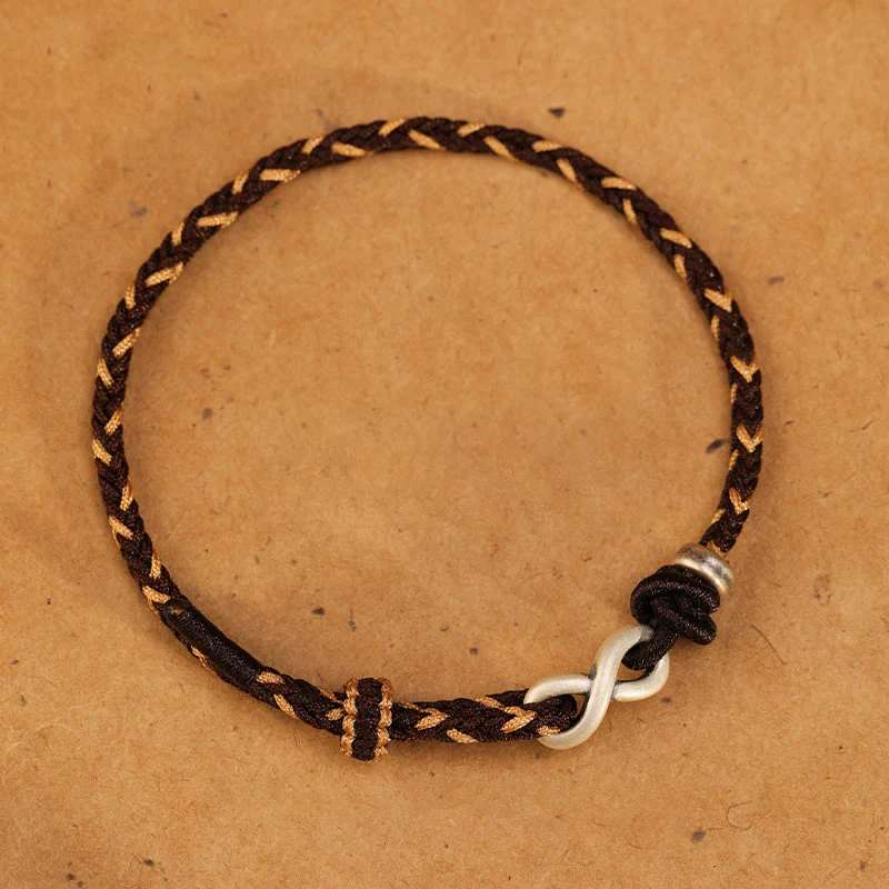 Braccialetto con corda portafortuna con simbolo dell'infinito e nodo infinito in argento sterling 999 fatto a mano Buddha Stones - Image 19