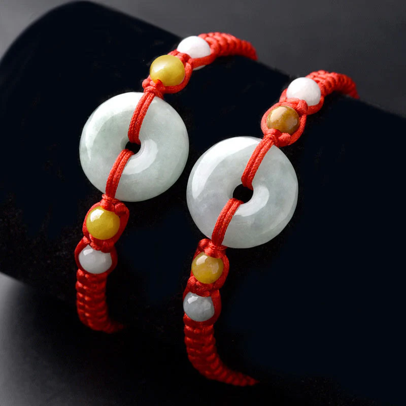 Braccialetto con corda rossa e fibbia della pace in giada con Buddha Stones - Image 11
