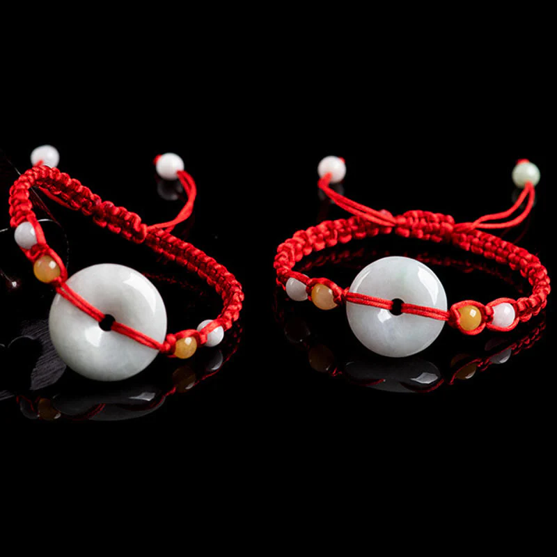 Braccialetto con corda rossa e fibbia della pace in giada con Buddha Stones - Image 12