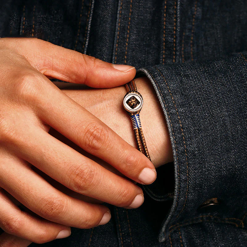 Braccialetto con cordino intrecciato di protezione con bottone fatto a mano in argento sterling 925 Buddha Stones - Image 12