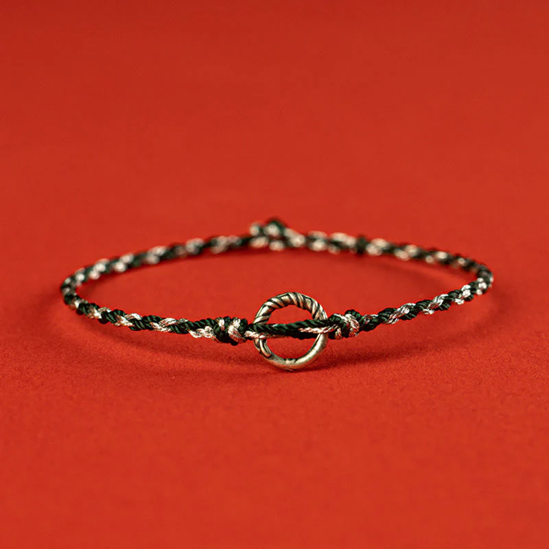 Braccialetto con cordino portafortuna Buddha Stones in argento sterling 925 con fibbia della pace - Image 14