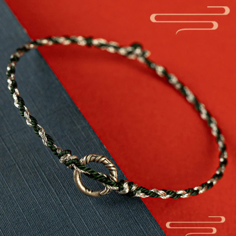 Braccialetto con cordino portafortuna Buddha Stones in argento sterling 925 con fibbia della pace - Image 16