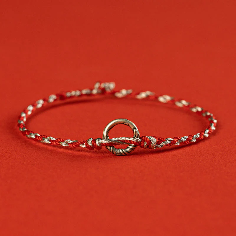 Braccialetto con cordino portafortuna Buddha Stones in argento sterling 925 con fibbia della pace - Image 2