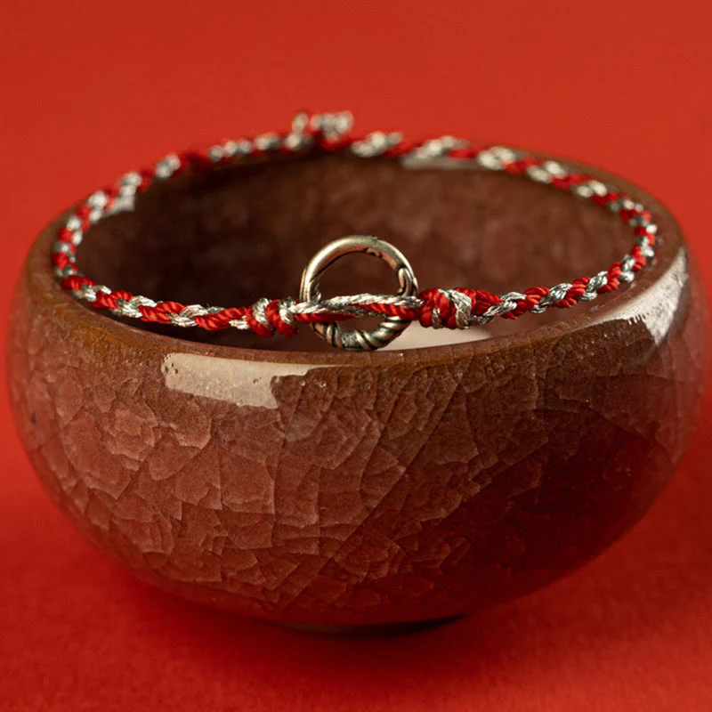 Braccialetto con cordino portafortuna Buddha Stones in argento sterling 925 con fibbia della pace - Image 3