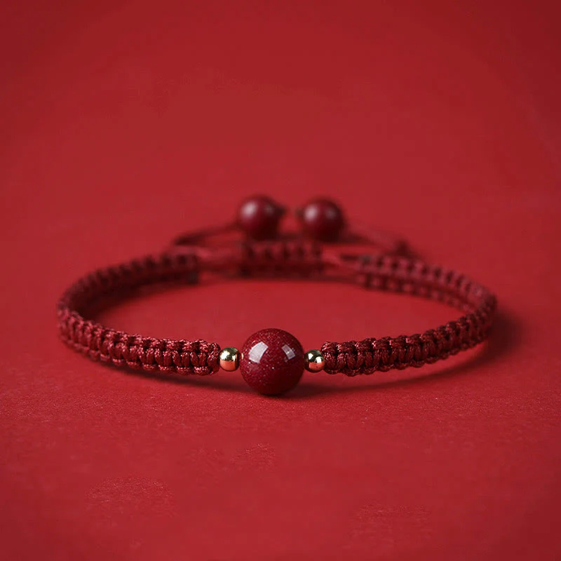 Braccialetto con cordino rosso e perline di cinabro fortunato Buddha Stones - Image 11