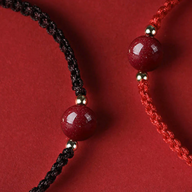 Braccialetto con cordino rosso e perline di cinabro fortunato Buddha Stones - Image 14