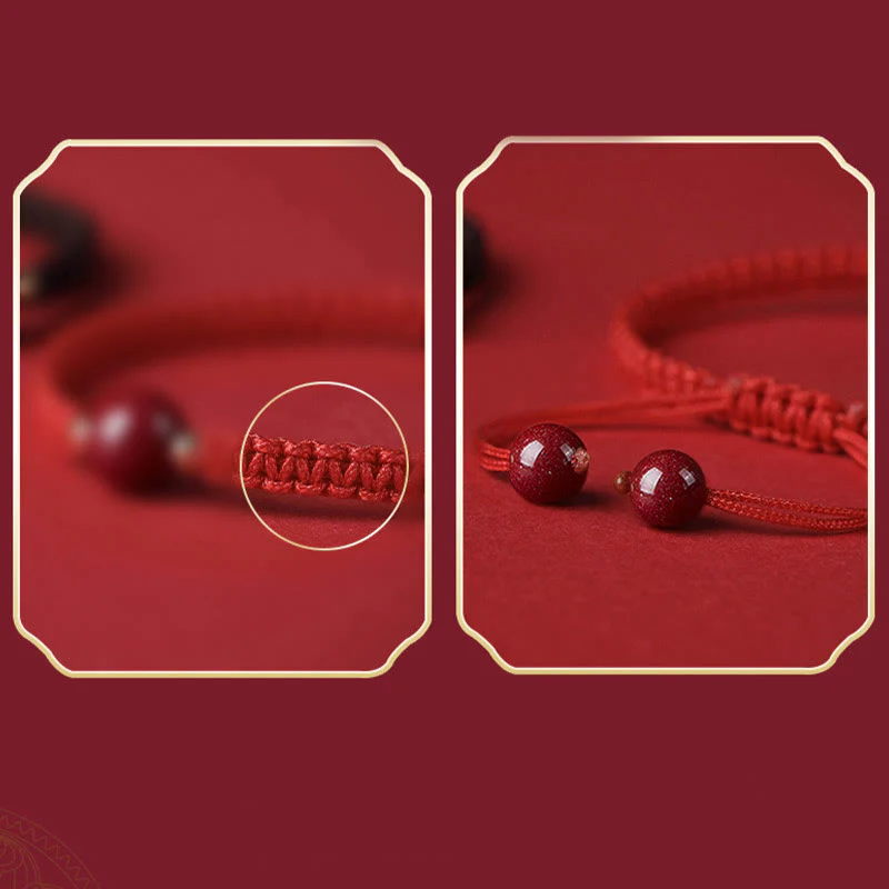 Braccialetto con cordino rosso e perline di cinabro fortunato Buddha Stones - Image 7