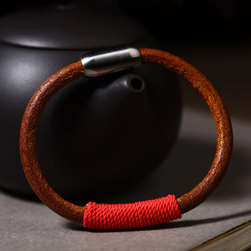 Braccialetto con fibbia a treccia in pelle tibetana fatto a mano con cinque elementi della fortuna, Buddha Stones - Image 14