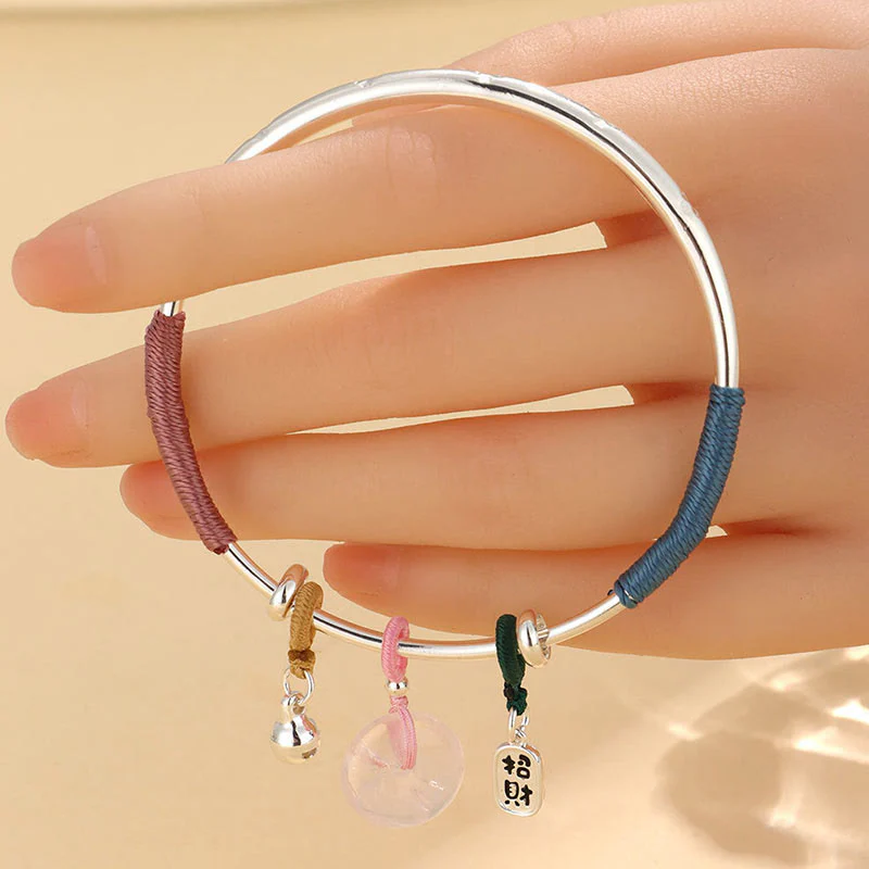 Braccialetto con fibbia della pace in cristallo rosa Buddha Stones Lucky Flower Love - Image 10