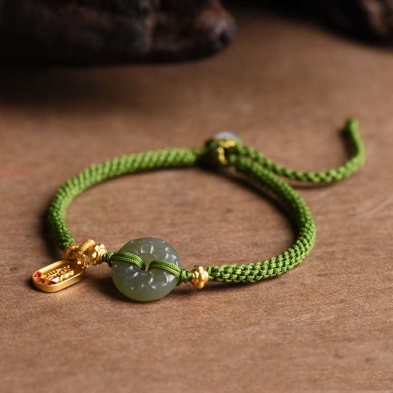 Braccialetto con fibbia della pace in giada verde Buddha Stones verde