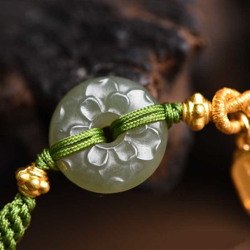 Braccialetto con fibbia della pace in giada verde Buddha Stones verde - Image 10