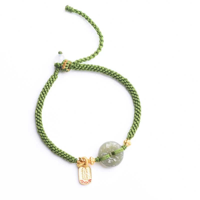 Braccialetto con fibbia della pace in giada verde Buddha Stones verde - Image 11