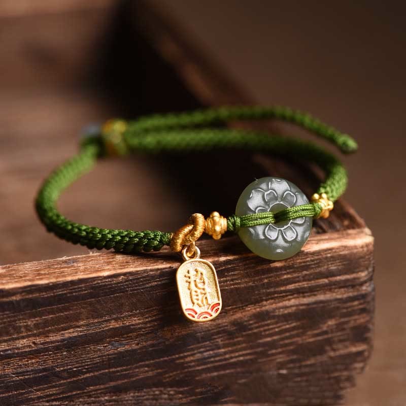 Braccialetto con fibbia della pace in giada verde Buddha Stones verde - Image 2