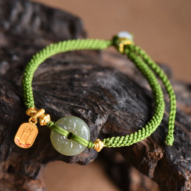 Braccialetto con fibbia della pace in giada verde Buddha Stones verde - Image 3