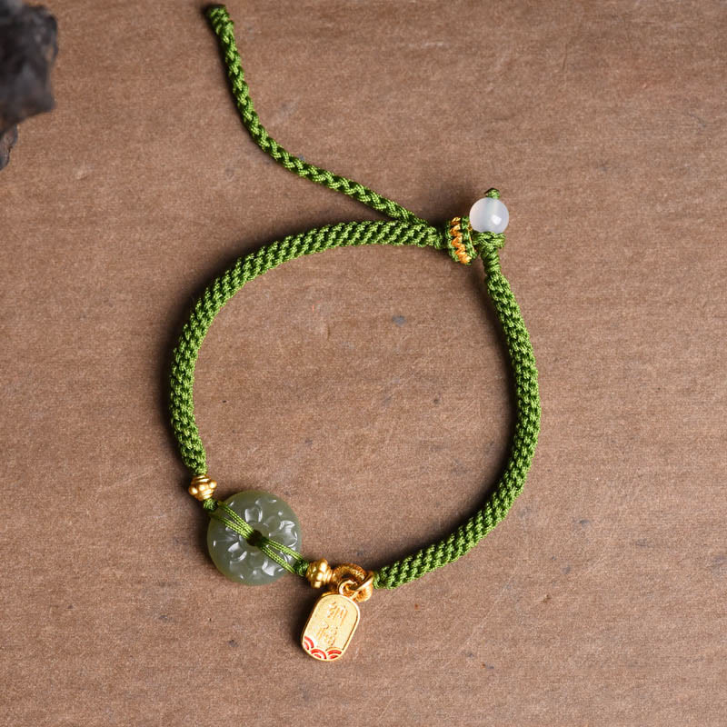 Braccialetto con fibbia della pace in giada verde Buddha Stones verde - Image 8