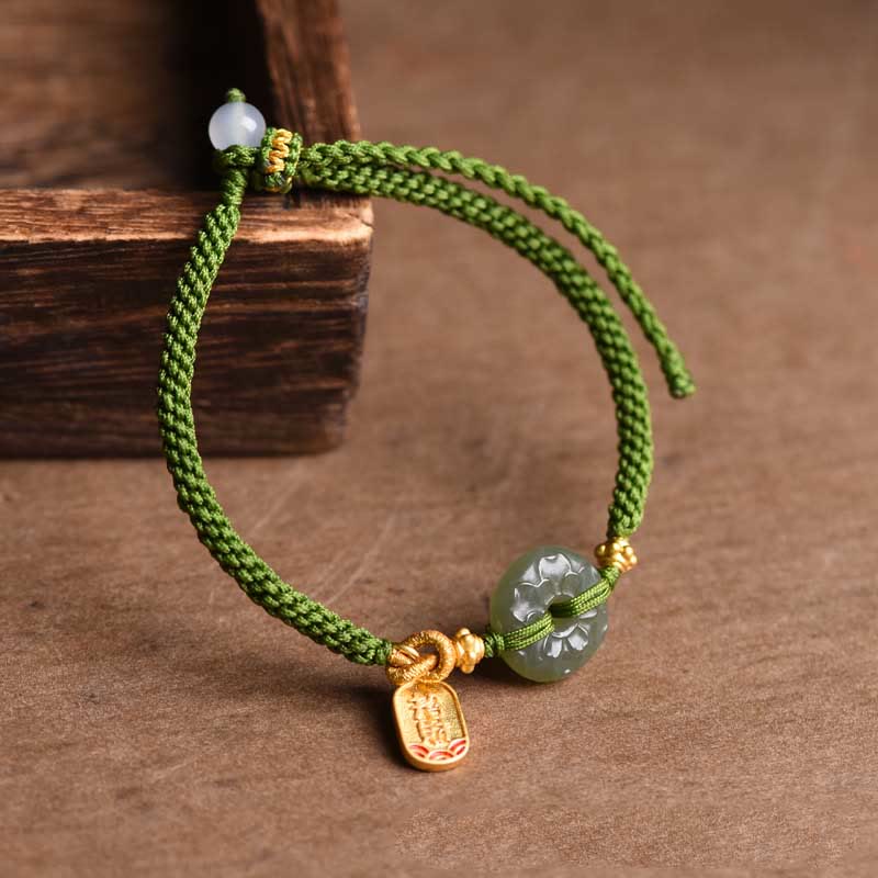 Braccialetto con fibbia della pace in giada verde Buddha Stones verde - Image 9