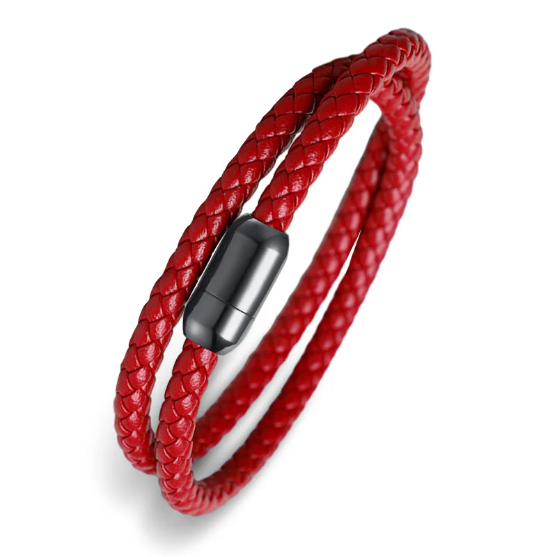 Braccialetto con fibbia magnetica di protezione in corda rossa in vera pelle Buddha Stones - Image 2