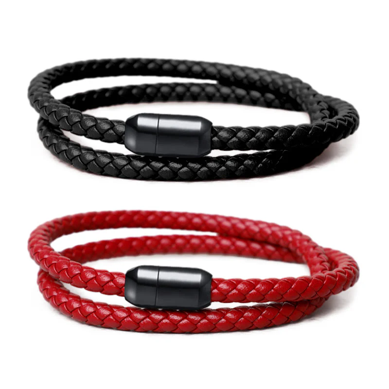 Braccialetto con fibbia magnetica di protezione in corda rossa in vera pelle Buddha Stones - Image 4