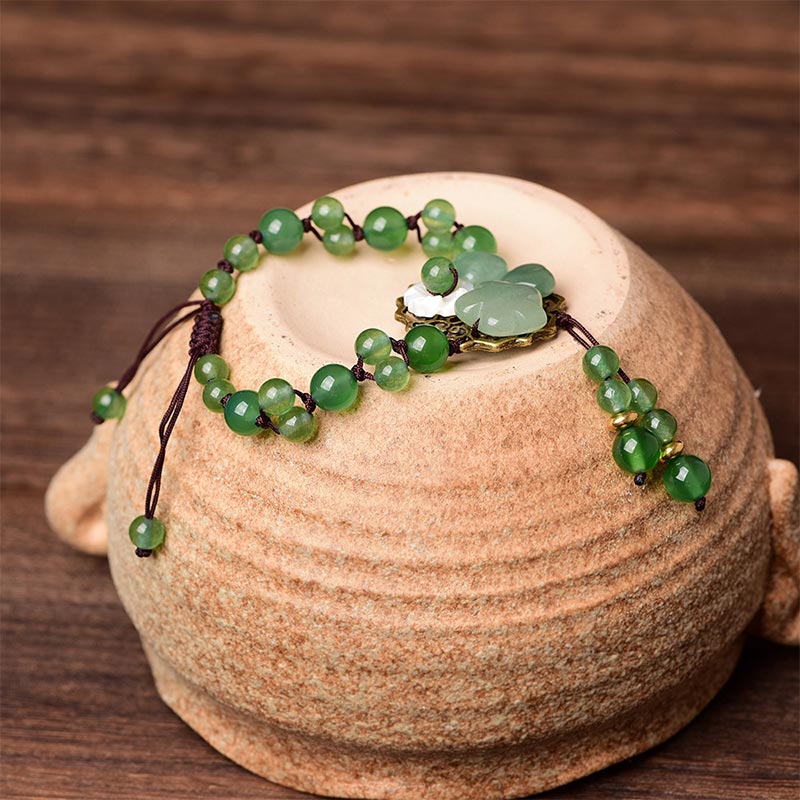 Braccialetto con fiori pendenti in giada verde naturale Buddha Stones Luck - Image 17