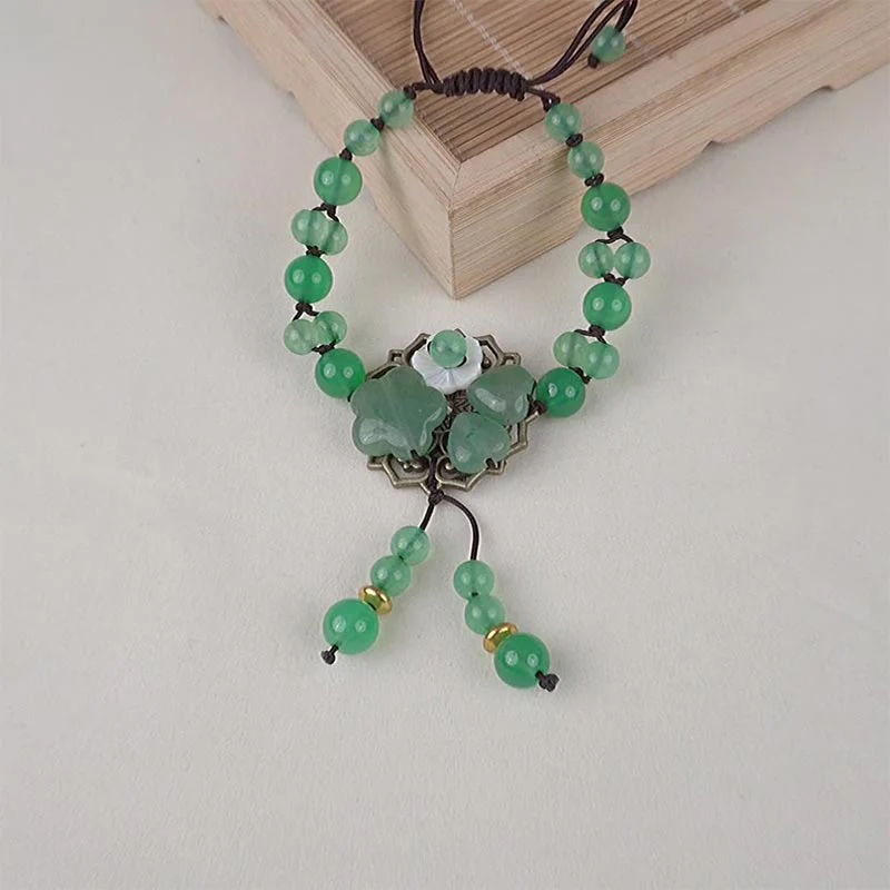 Braccialetto con fiori pendenti in giada verde naturale Buddha Stones Luck - Image 18