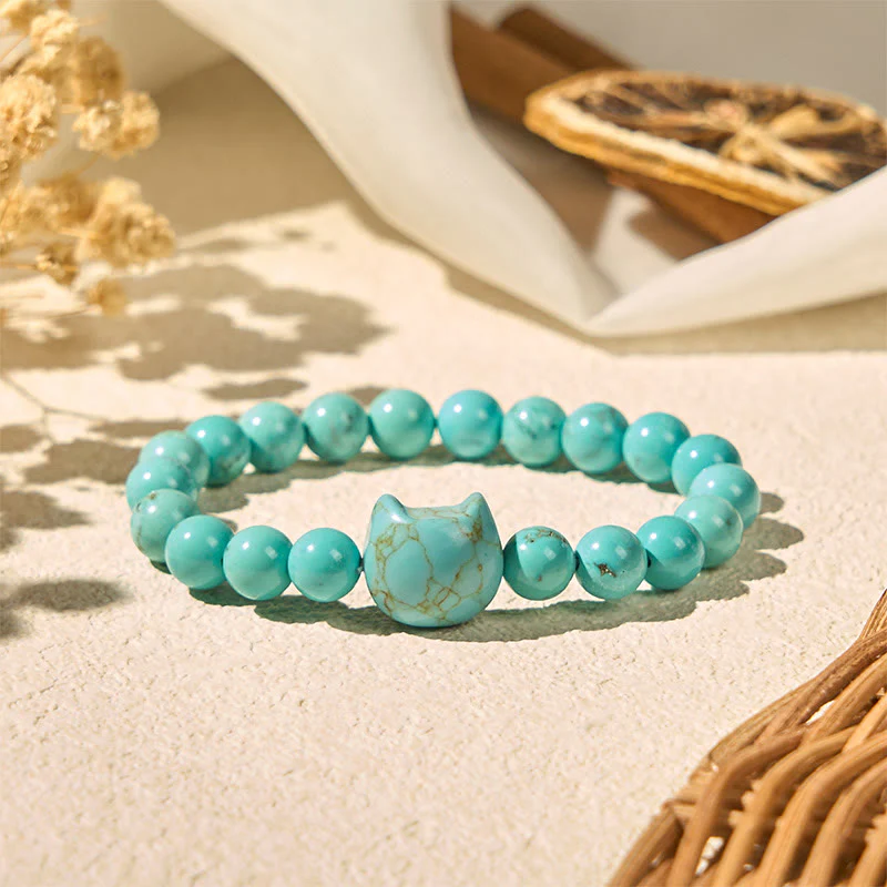 Braccialetto con perline di turchese naturale per gatti Buddha Stones - Image 6
