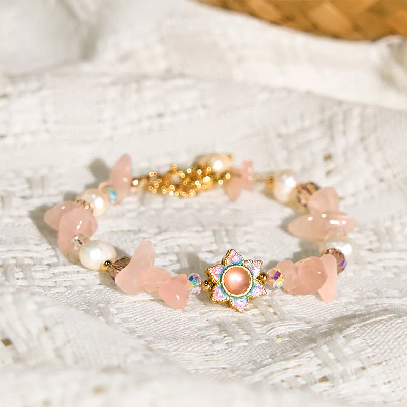 Braccialetto curativo con perle di quarzo rosa, ghiaia naturale Buddha Stones - Image 4