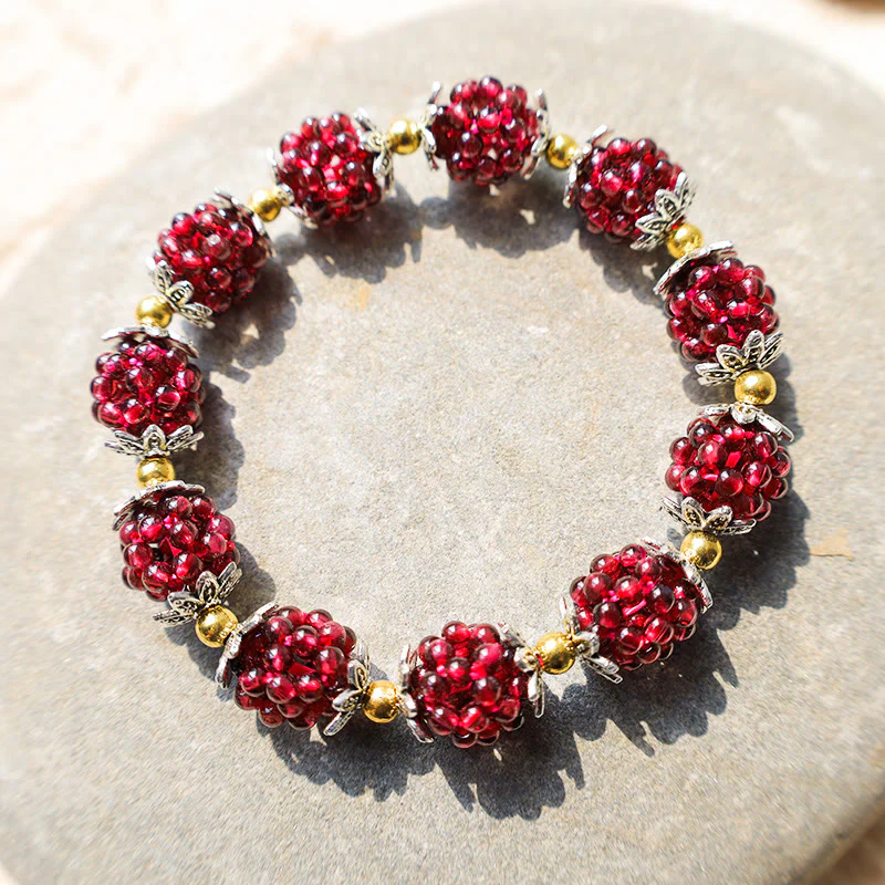 Braccialetto curativo in granato naturale Buddha Stones - Image 3
